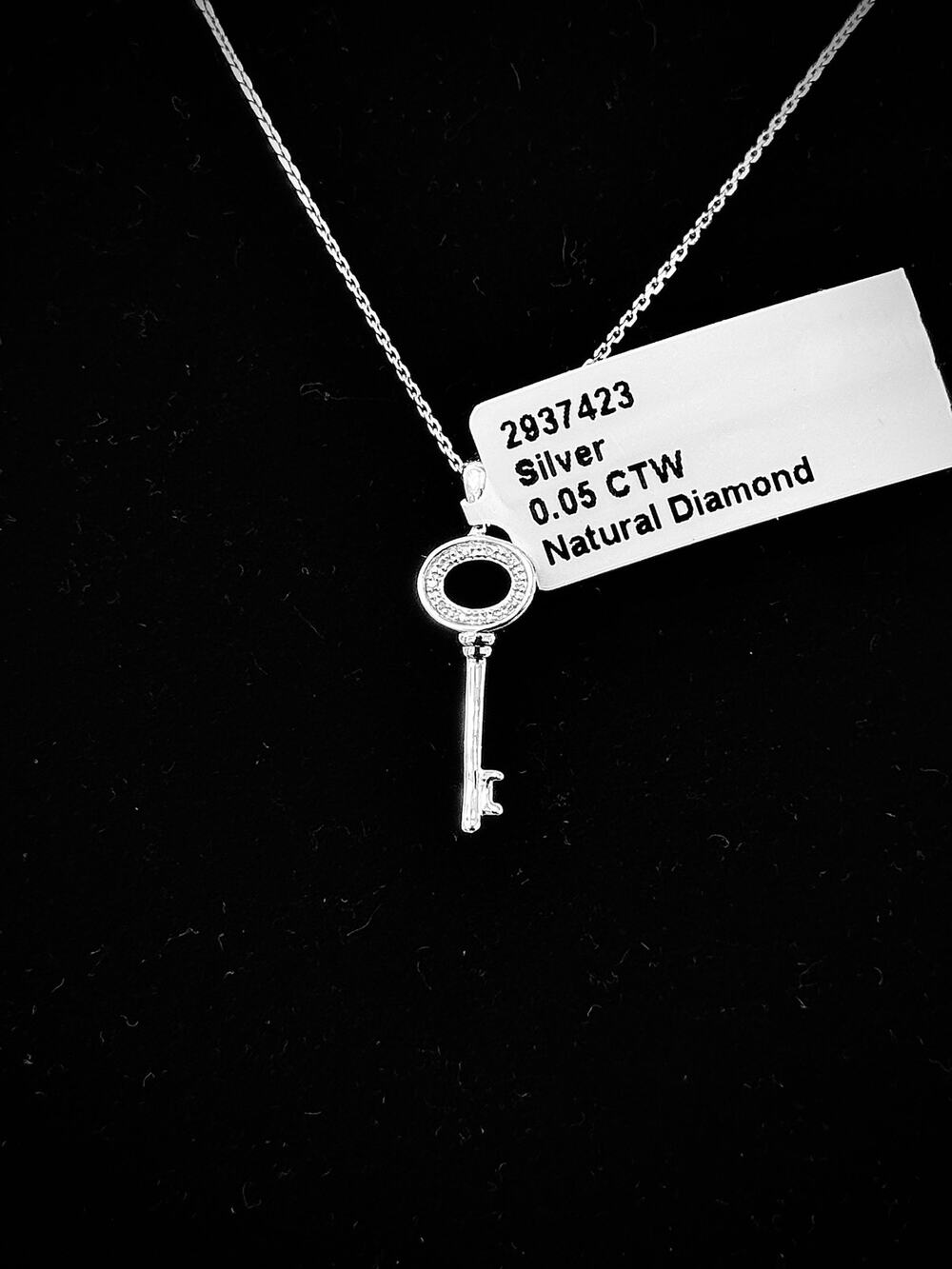 Natural Diamond Key Pendant Necklace